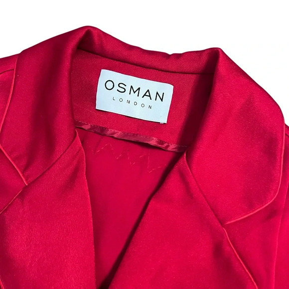Osman London Red XS Ostrich Feather Trim Robe - Picture 3 of 8